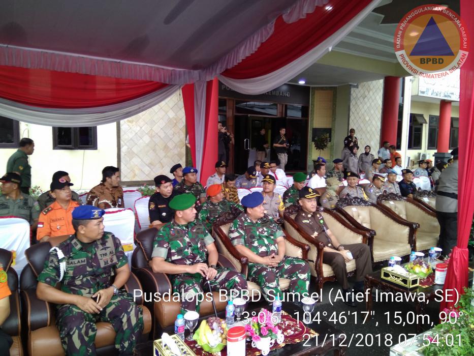 SATGAS BPBD Prov Sumsel Mengikuti Apel Gelar Pasukan Operasi Lilin Musi 2018 di Halaman Mapolresta Palembang