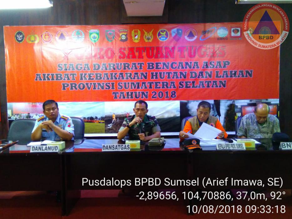 Rapat Koordinasi Teknis dan Evaluasi Karhutla, Serta Jaringan Komunikasi Provinsi Sumatera Selatan Tahun 2018