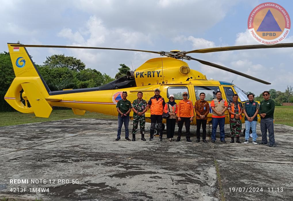 BPBD Sumsel Dampingi Tim BNPB Verifikasi Helikopter Patroli Udara dan Water Bombing