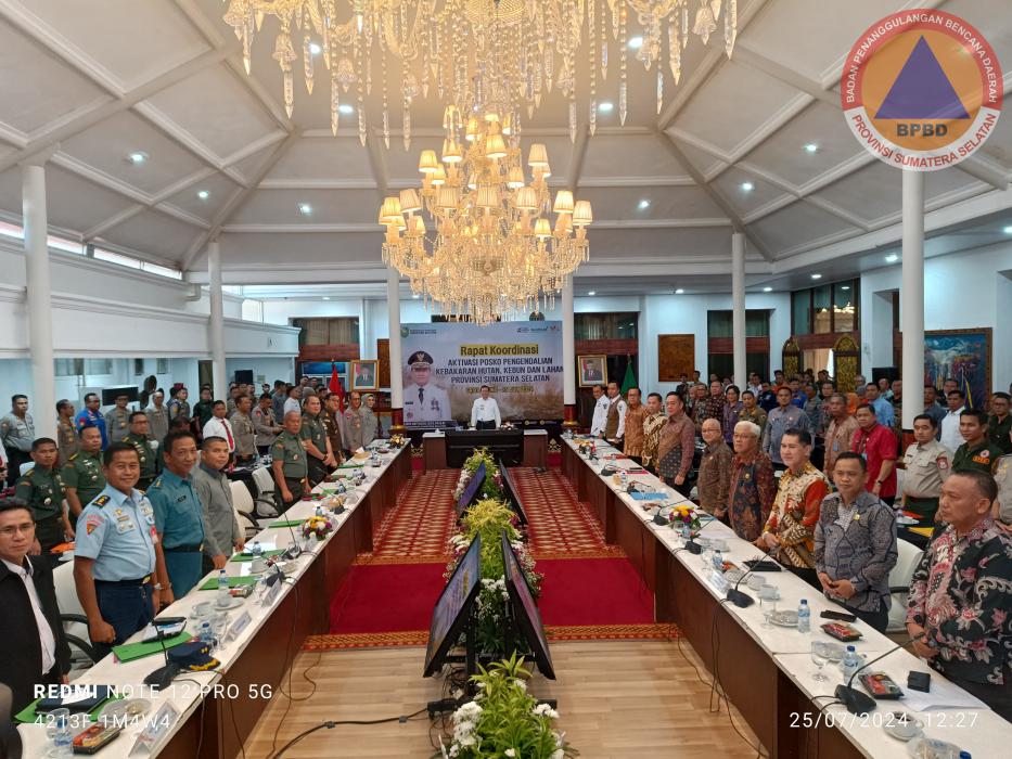 BPBD Sumsel Gelar Rapat Koordinasi Aktivasi Posko Pengendalian Kebakaran Hutan, Kebun, dan Lahan Provinsi Sumatera Selatan Tahun 2024